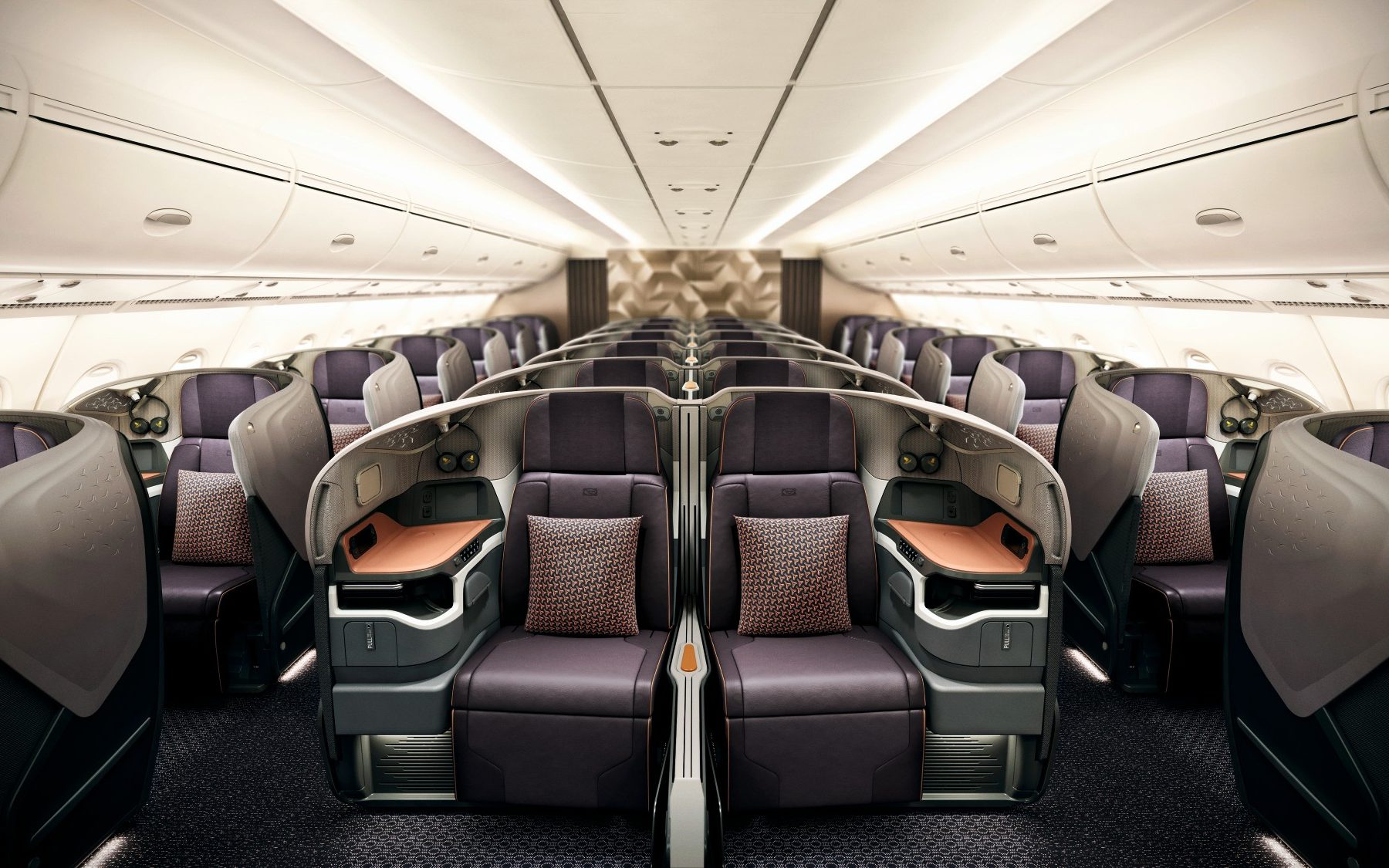Singapore Airlines Business Class Cabin on board the new A380